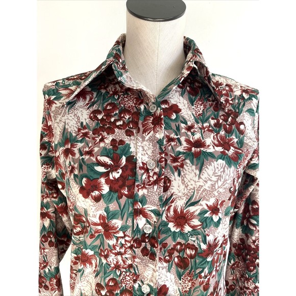 Cape Cod Match Mates Women's Size 12 Button Down Floral Shirt Blouse VTG 70s - Picture 2 of 12